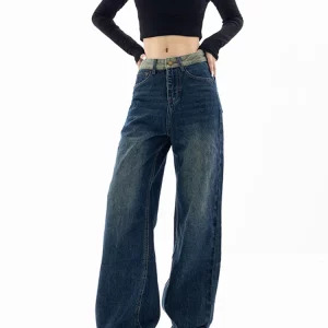 Y2K Vintage Grunge Low Waisted Denim Pants - Baggy Wide Leg Jeans