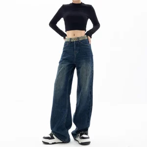 Y2K Vintage Grunge Low Waisted Denim Pants - Baggy Wide Leg Jeans