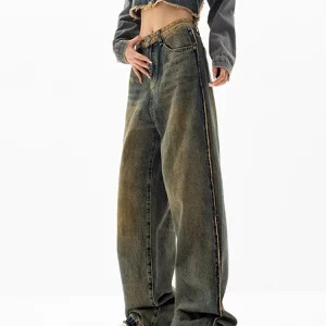 Y2K Vintage Grunge Low Waisted Denim Pants - Baggy Wide Leg Jeans