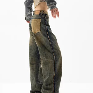 Y2K Vintage Grunge Low Waisted Denim Pants - Baggy Wide Leg Jeans