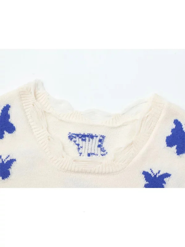 Y2K Vintage Harajuku Cropped Sweater - Long Sleeve Pullover with Crochet Top Design - Streetwear Fashion