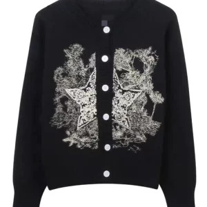 Y2K Vintage Harajuku Embroidered Cardigan - Aesthetic Retro Style Sweater