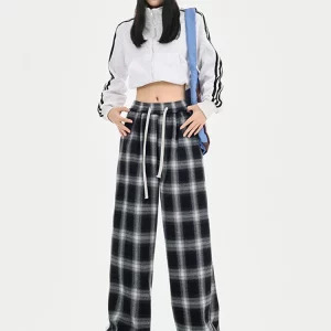 Y2K Vintage Harajuku Plaid Sweat Pants - Women's Autumn/Winter Fashion