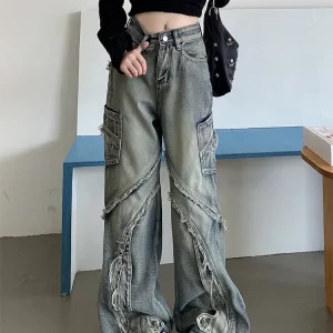 Y2K Vintage Harajuku Streetwear Denim Pants - Japanese Style Grunge Punk Jeans