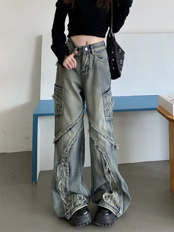 Y2K Vintage Harajuku Streetwear Denim Pants - Japanese Style Grunge Punk Jeans