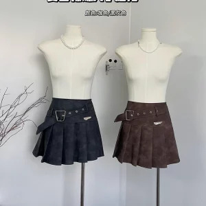 Y2K Vintage High Waist A-line Pleated Mini Skirt - Retro Summer Streetwear for Women