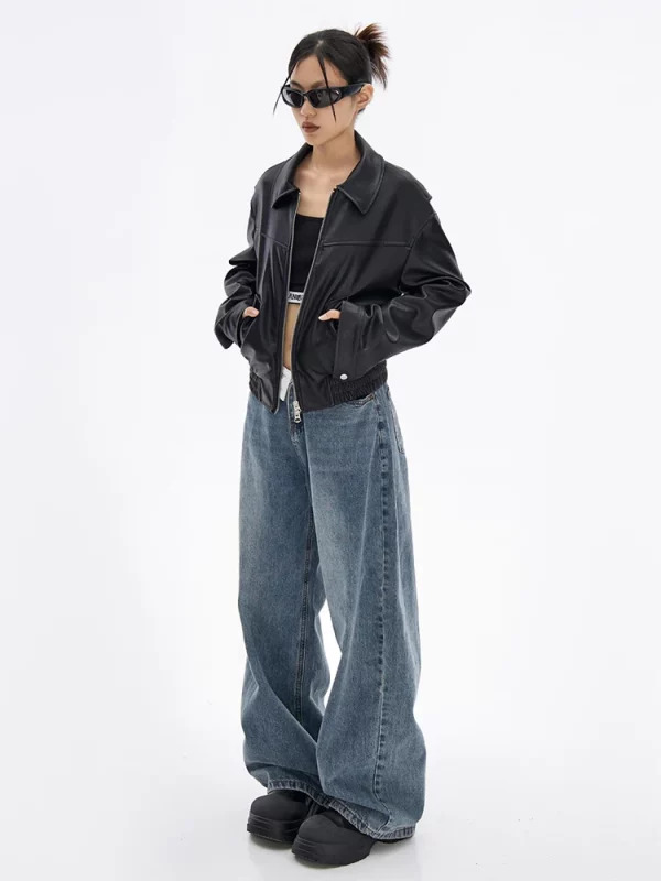 Y2K Vintage Japanese Denim Wide Leg Pants - Harajuku Streetwear Aesthetic