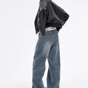 Y2K Vintage Japanese Denim Wide Leg Pants - Harajuku Streetwear Aesthetic