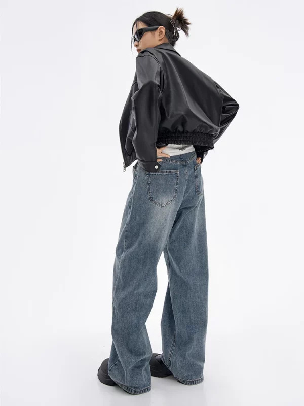 Y2K Vintage Japanese Denim Wide Leg Pants - Harajuku Streetwear Aesthetic