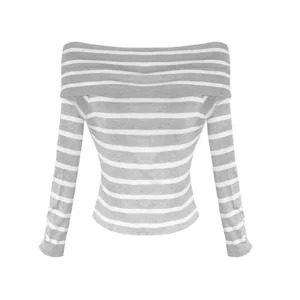 Y2K Vintage Korean Long Sleeve Striped T-Shirt - Gyaru Dark Academia Crop Top