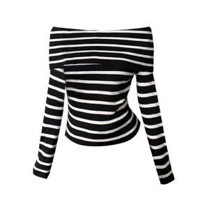 Y2K Vintage Korean Long Sleeve Striped T-Shirt - Gyaru Dark Academia Crop Top