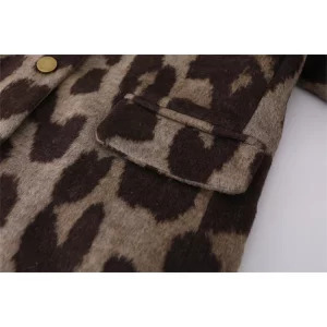 Y2K Vintage Leopard Print Woolen Blazer - Retro 90s Harajuku Outwear