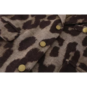 Y2K Vintage Leopard Print Woolen Blazer - Retro 90s Harajuku Outwear