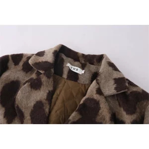 Y2K Vintage Leopard Print Woolen Blazer - Retro 90s Harajuku Outwear