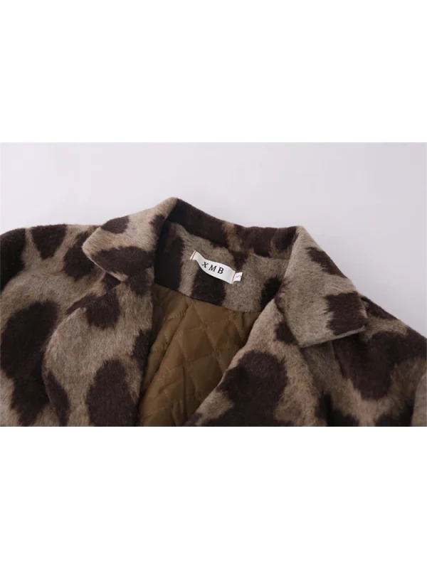 Y2K Vintage Leopard Print Woolen Blazer - Retro 90s Harajuku Outwear