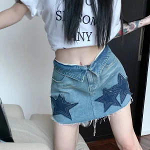 Y2K Vintage Mini Denim Skirt - American Streetwear Cyber Punk Coquette Harajuku Fashion