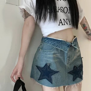 Y2K Vintage Mini Denim Skirt - American Streetwear Cyber Punk Coquette Harajuku Fashion