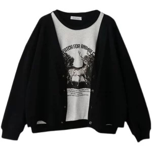 Y2K Vintage Patchwork Hoodie: Harajuku Fashion Sweatshirt for Women