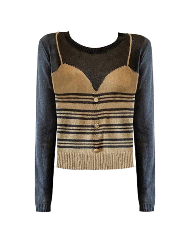 Y2K Vintage Patchwork Sweater - Grunge Style Jumper for Women