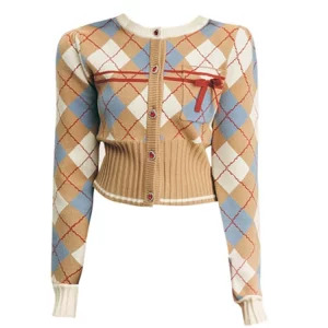 Y2K Vintage Plaid Cardigan: Autumn Winter Preppy Style Single-breasted Cropped Sweater