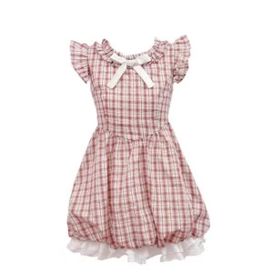 Y2K Vintage Plaid Mini Dress - Korean Style Aesthetic Mori Girl Lace Court Party Outfit