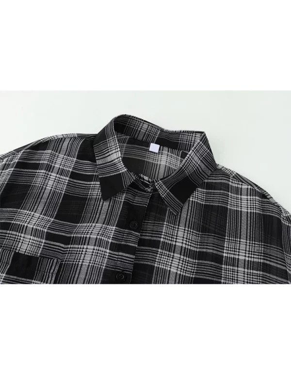 Y2K Vintage Plaid Shirt - Japanese Streetwear Aesthetic