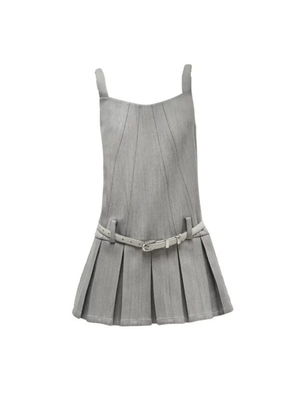 Y2K Vintage Pleated Mini Dress - Korean Summer Fashion Aesthetic