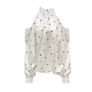 Y2K Vintage Polka Dot Shirt with Hollow Out Sleeves - Retro Grunge Aesthetic Blouse