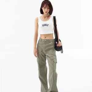 Y2K Vintage Straight Jeans Denim Cargo Pants - Aesthetic Harajuku Streetwear