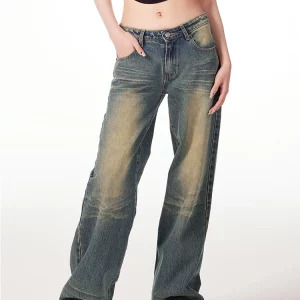 Y2K Vintage Streetwear Denim Pants: Low Rise Baggy Jeans for Grunge Style