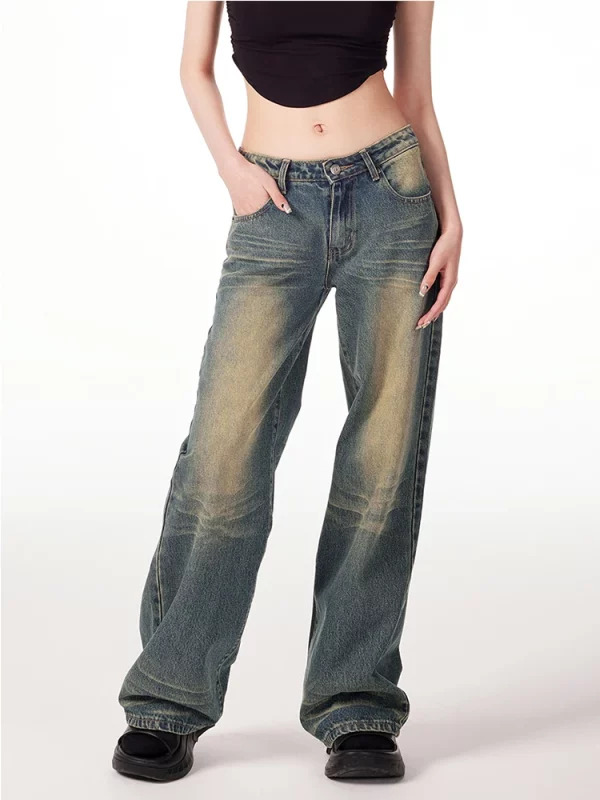 Y2K Vintage Streetwear Denim Pants: Low Rise Baggy Jeans for Grunge Style