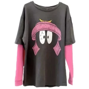 Y2K Vintage Streetwear Graphic Top - Long Sleeve Oversize T-Shirt with Patchwork Detail