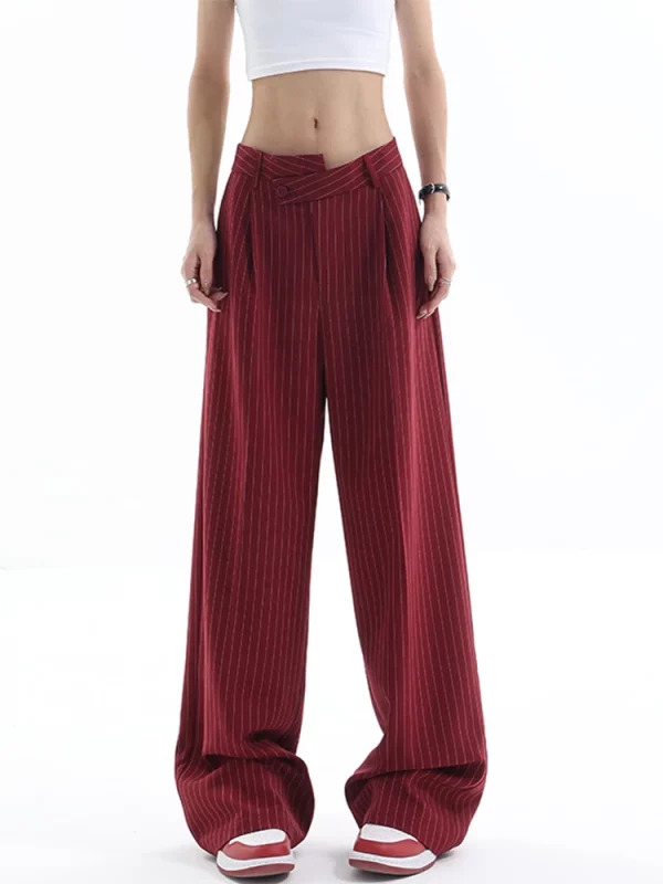 Y2K Vintage Striped Baggy Trousers - Korean Fashion Loose Casual Pants