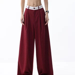 Y2K Vintage Striped Baggy Trousers - Korean Fashion Loose Casual Pants