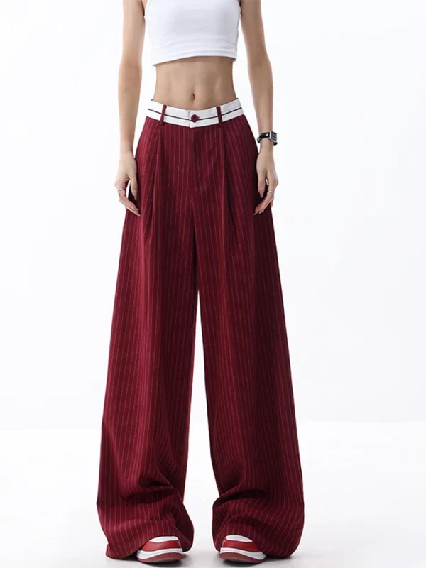 Y2K Vintage Striped Baggy Trousers - Korean Fashion Loose Casual Pants