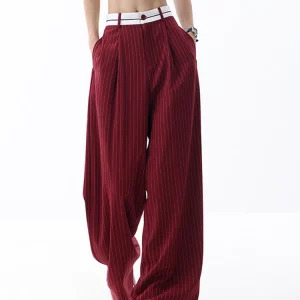 Y2K Vintage Striped Baggy Trousers - Korean Fashion Loose Casual Pants