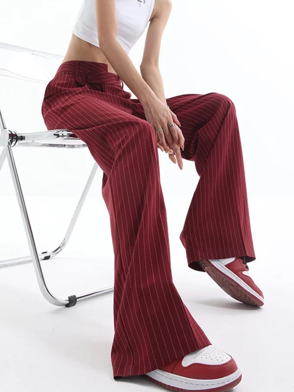 Y2K Vintage Striped Baggy Trousers - Korean Fashion Loose Casual Pants