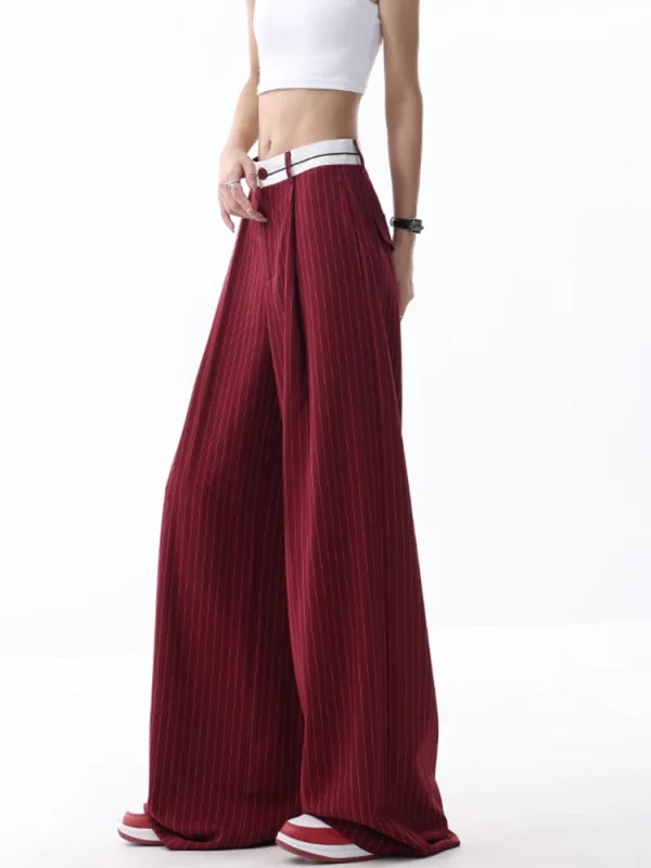 Y2K Vintage Striped Baggy Trousers - Korean Fashion Loose Casual Pants