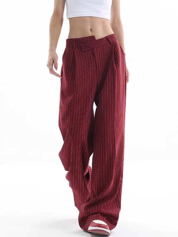 Y2K Vintage Striped Baggy Trousers - Korean Fashion Loose Casual Pants