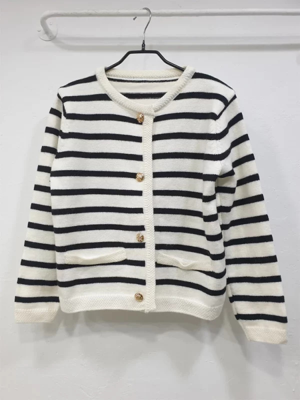 Y2K Vintage Striped Cardigan: Korean Fashion Single-breasted Sweater for Women