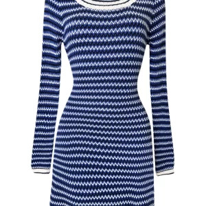 Y2K Vintage Striped Knit Midi Dress - Boho Style O-Neck Frocks