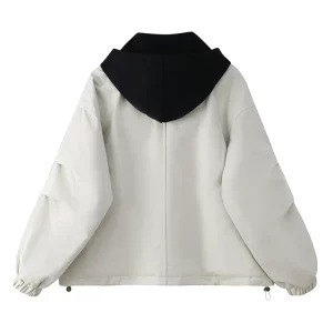 Y2K Vintage Style Hooded Bomber Jacket - Retro Streetwear Outfit