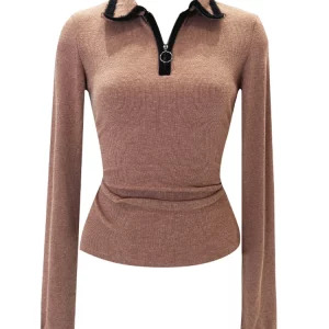 Y2K Vintage Style Polo Collar Knit Top - Autumn Women's Fashion