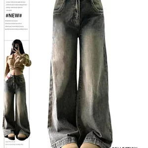 Y2K Vintage Wide Leg Denim Jeans - American Streetwear with a Dark Academia Twist