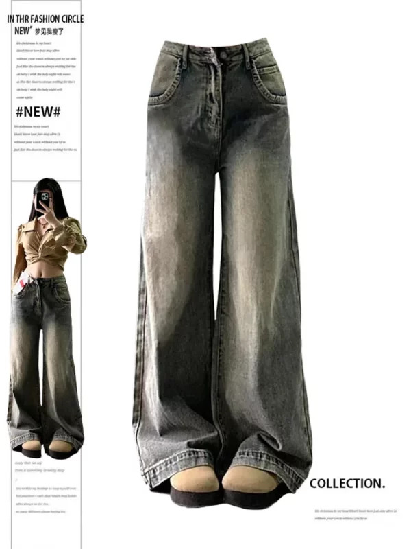 Y2K Vintage Wide Leg Denim Jeans - American Streetwear with a Dark Academia Twist