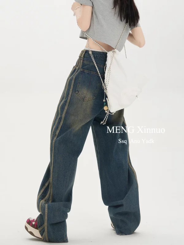 Y2K Vintage Wide Leg Denim Pants - Grunge High Street Cyber Kpop Fashion