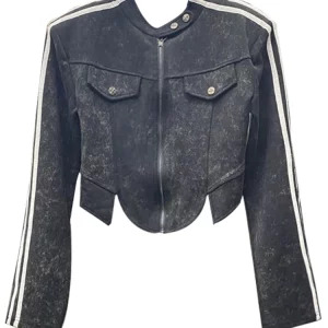 Y2K Vintage Zip Racer Cropped Jacket - American Streetwear Outwear Coat