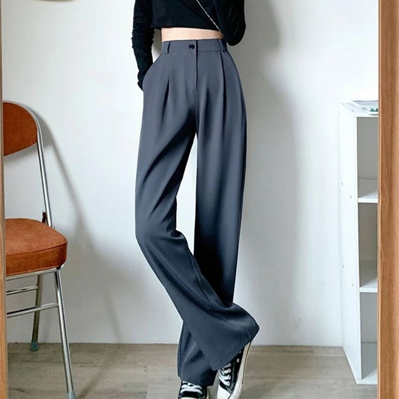 Y2K Wide Leg Pants - High Waist Casual Trousers, 90s Grunge, Retro Korean Style