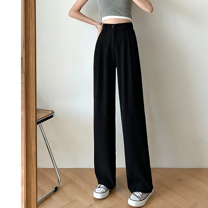 Y2K Wide Leg Pants - High Waist Casual Trousers, 90s Grunge, Retro Korean Style