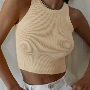 Y2K Women Solid Ribbed Midriff-Baring Tank Top - 90s Grunge Summer Fashion Camisole